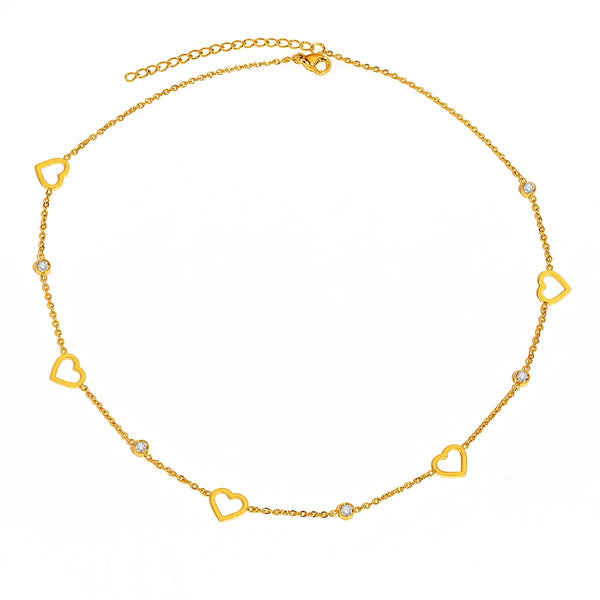 Hollow Heart Light Luxury Crystal Zircon Choker Chain Creative Necklace