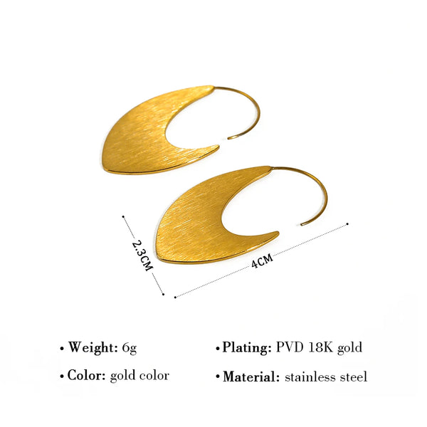 Hoop Earrings for Women Metal Brushed Texture Trendy Irregular Earring Jewelry Gift
