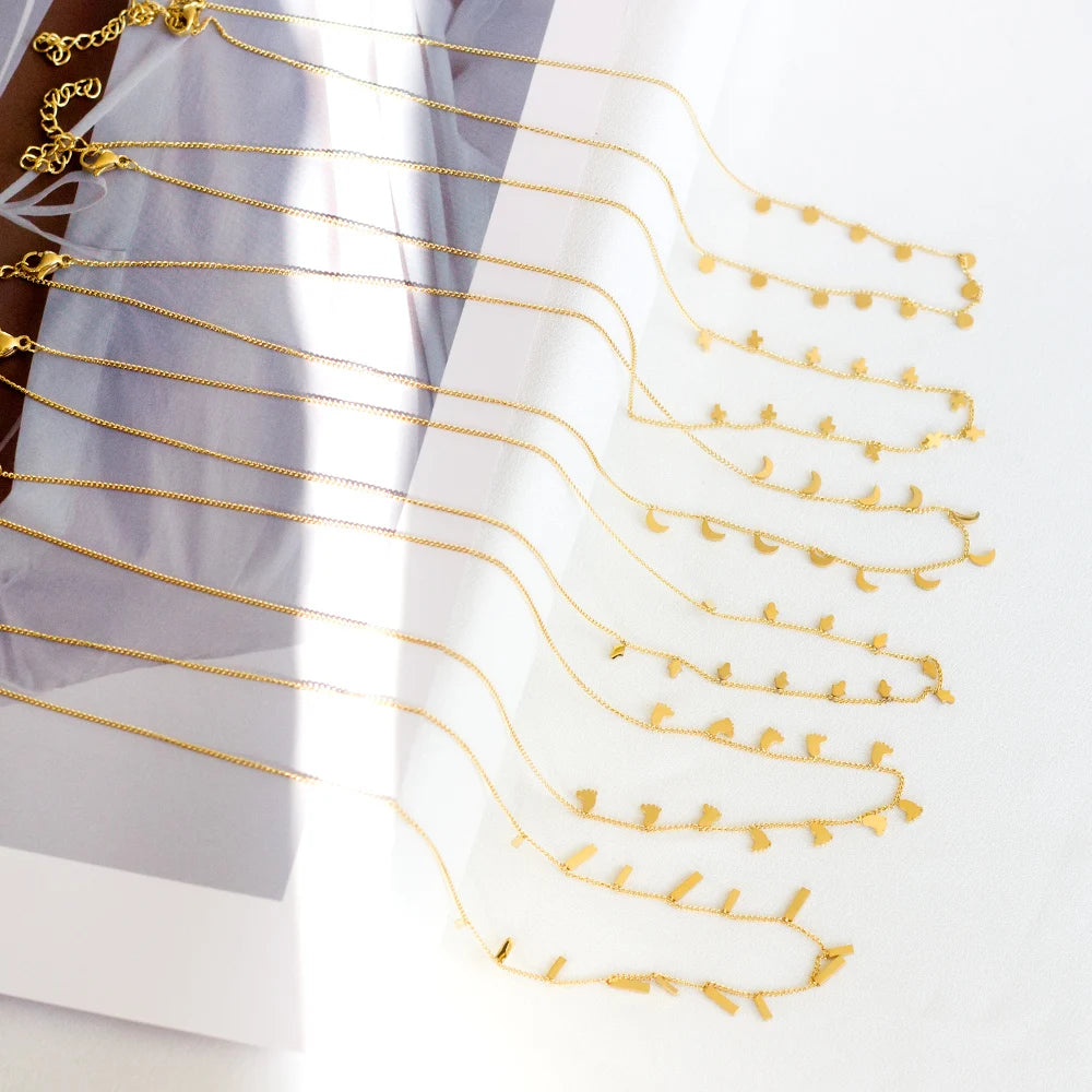 Chains Necklaces Bohemia Star Heart Collier Elegant