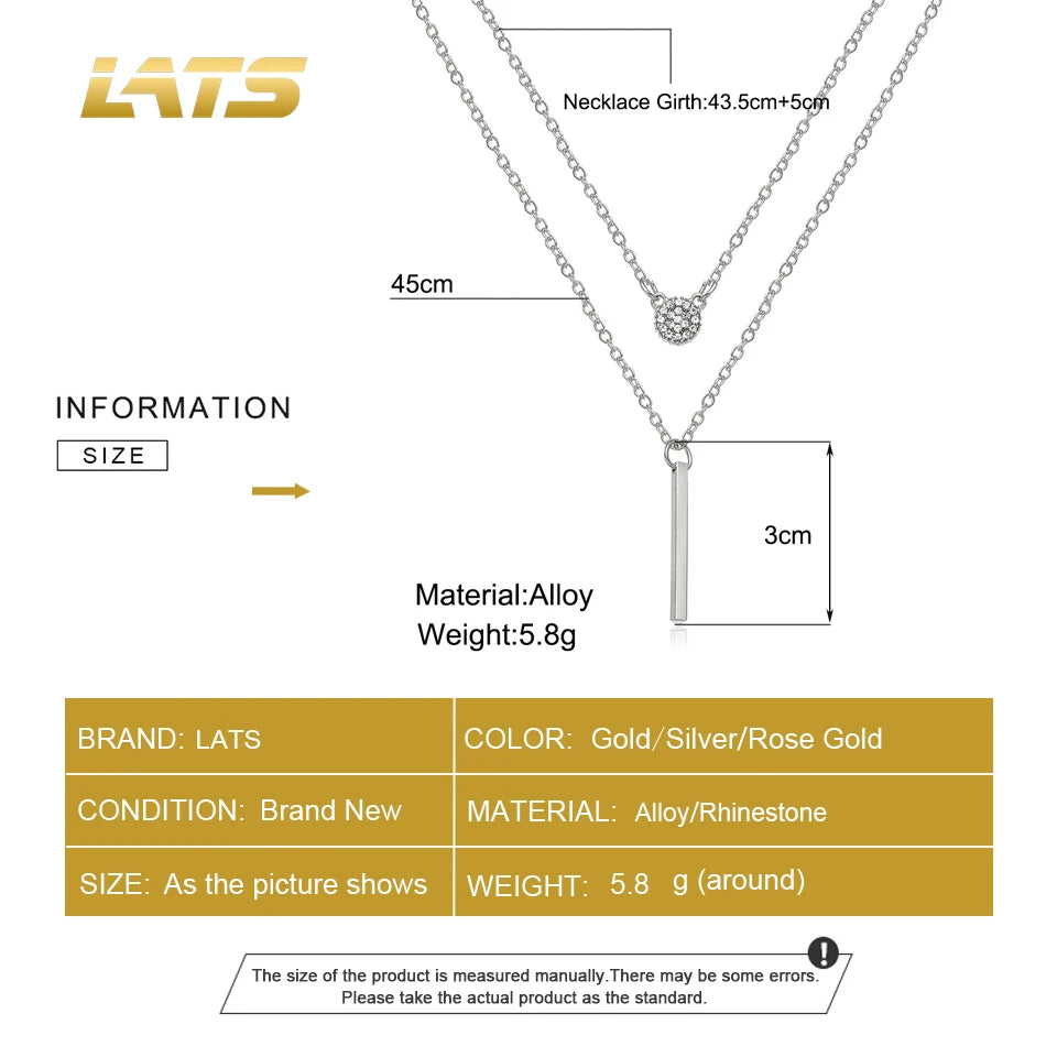LATS New Shiny Round Plate Necklace Rose