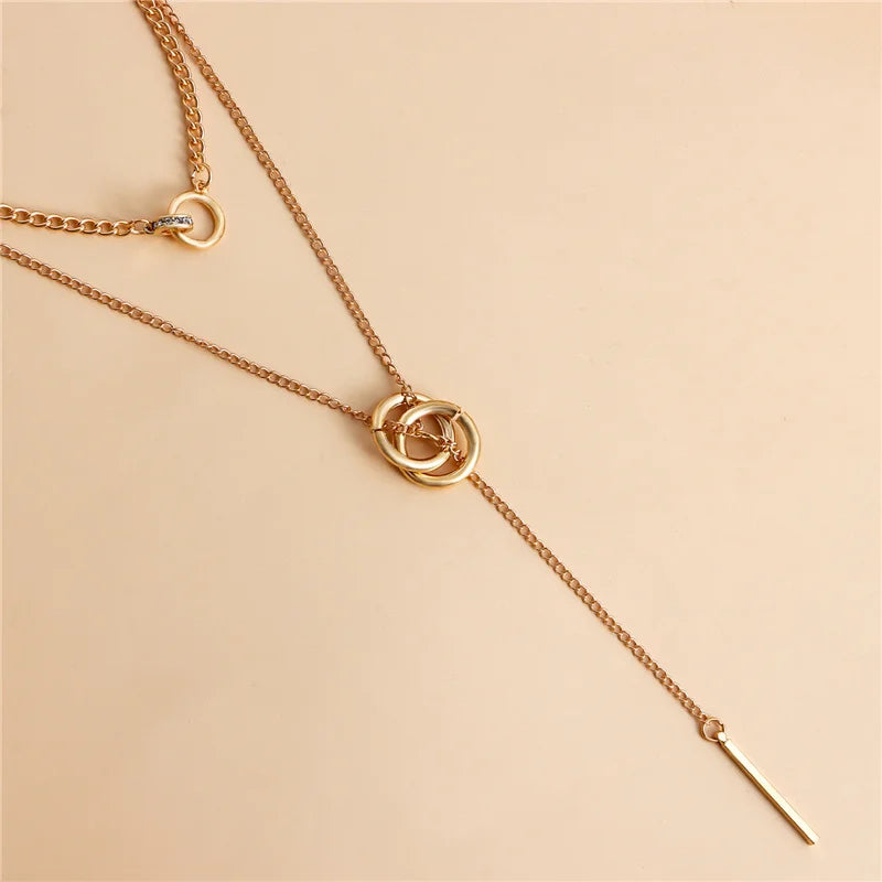 Vintage Double Round Charm Layered Necklace