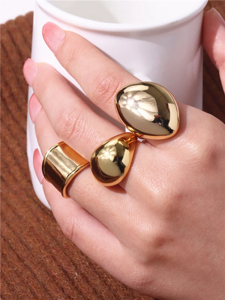HUANZHI Simple Irregular Heart  Rings