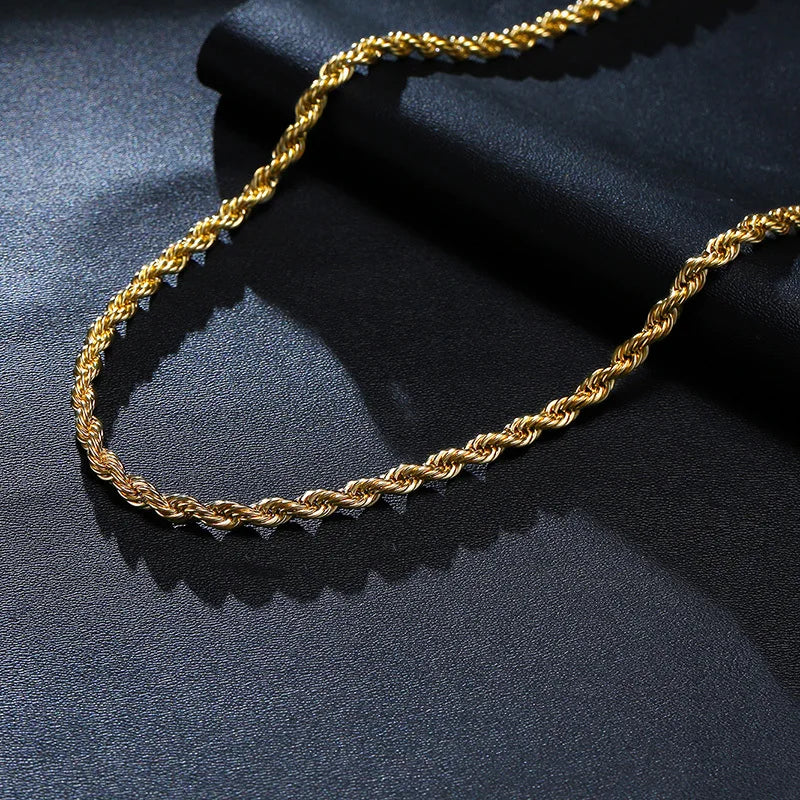 Vnox Dainty Gold Color Rope Chain Necklaces f