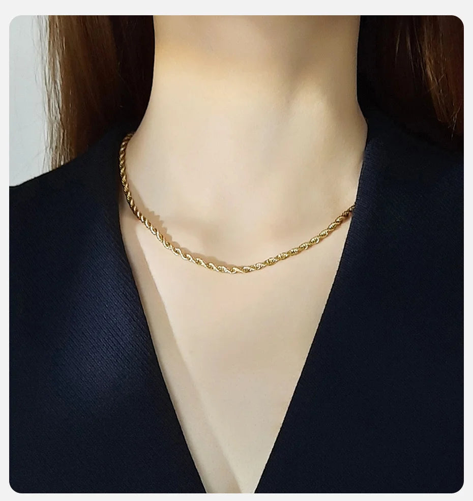 Vnox Dainty Gold Color Rope Chain Necklaces f