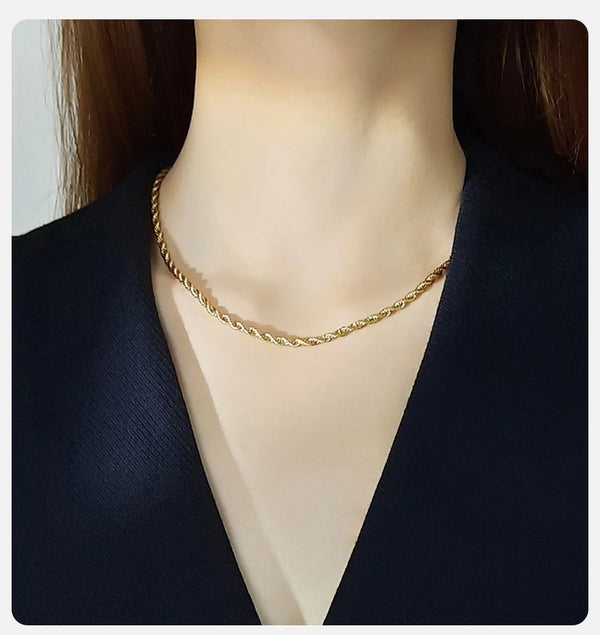 Vnox Dainty Gold Color Rope Chain Necklaces f