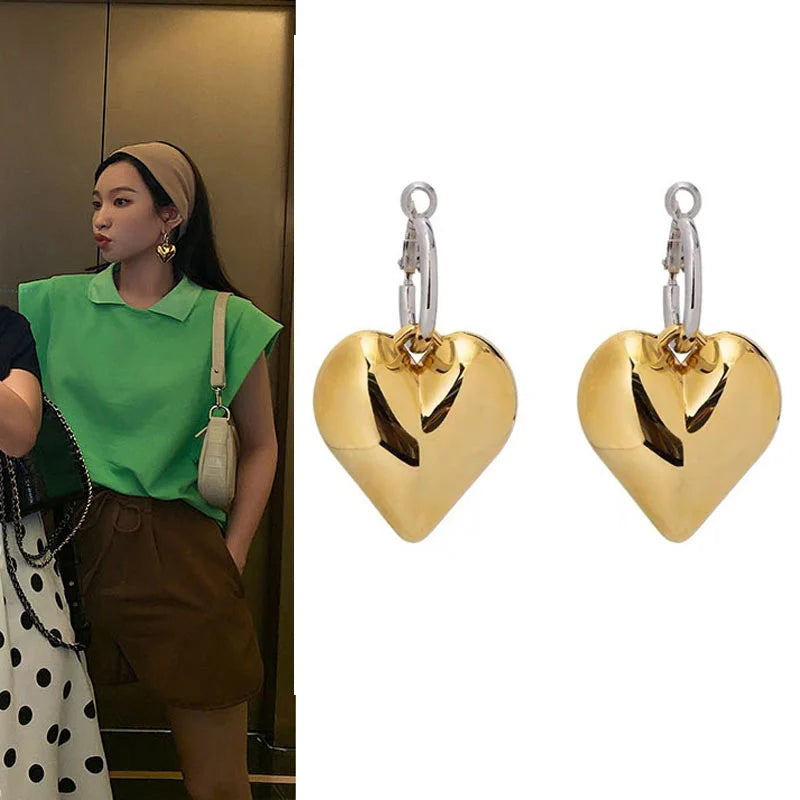 Heart Huggie Hoop Earrings