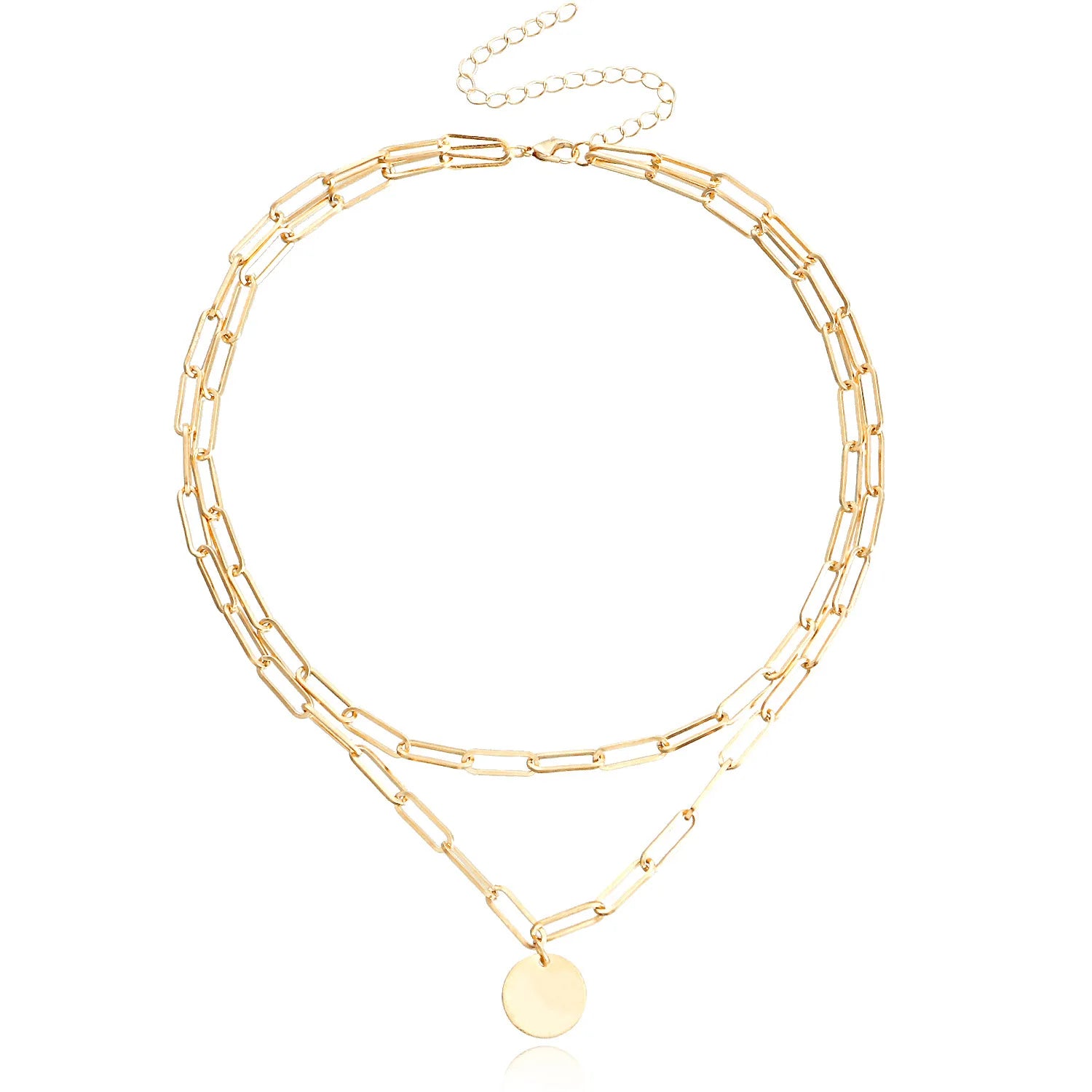 Vintage Round Charm Layered Necklace