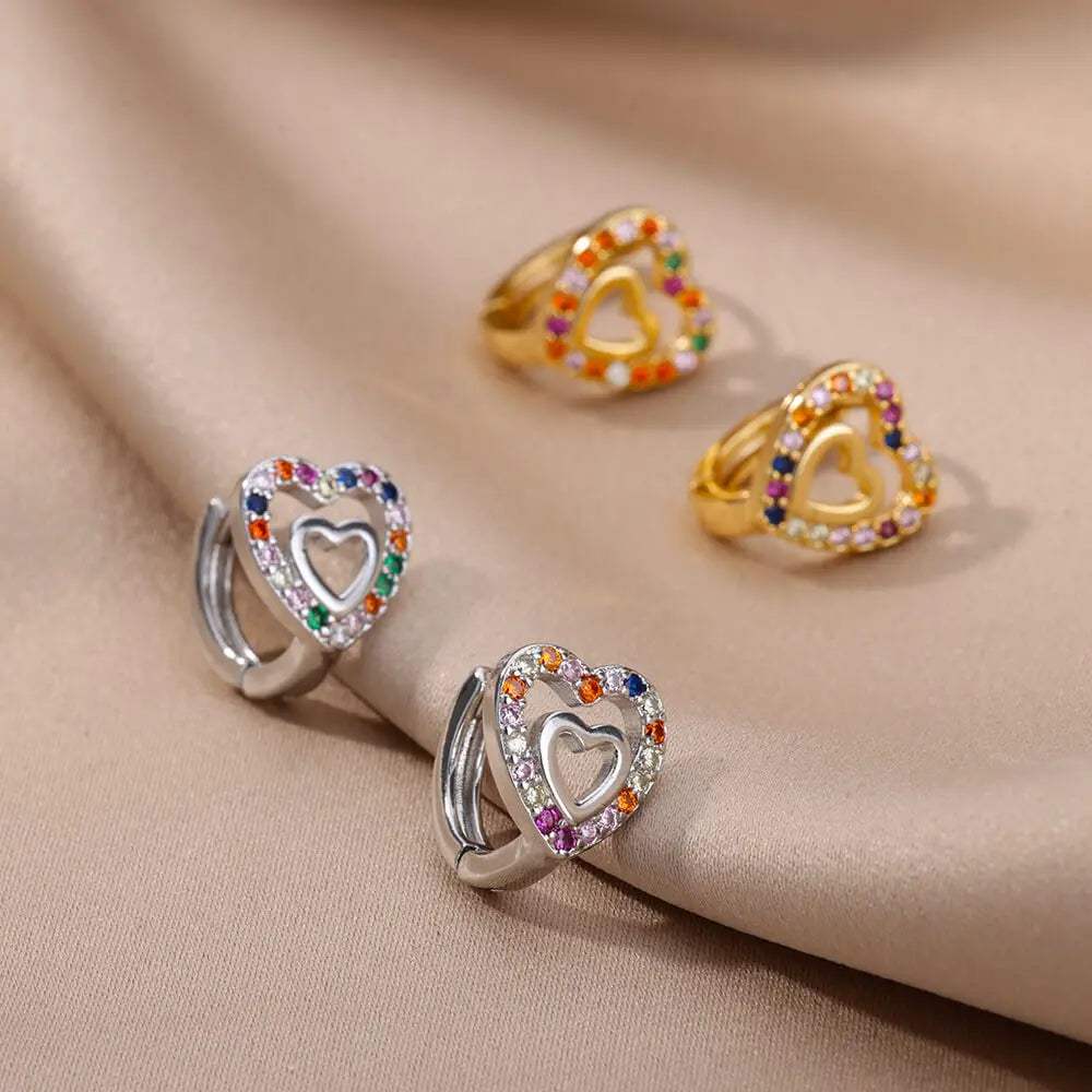 Zircon Heart Pendientes Earrings