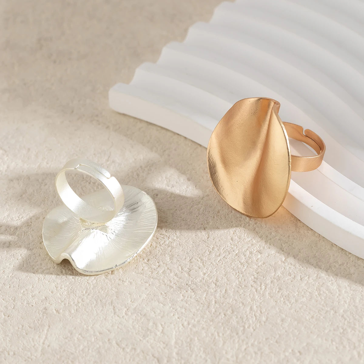 Ingemark 2Pcs Unique Irregular Geometric Open Rings Set