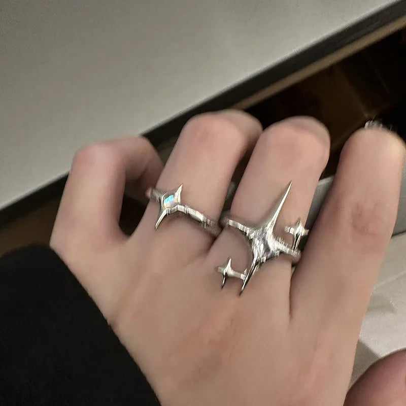 Vintage Irregular Cross Star Couple Ring