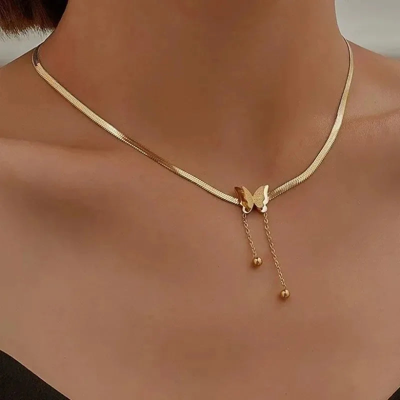 Butterfly Necklace Women  Snake Chains Aesthetic Charm Choker