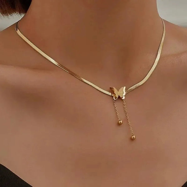 Butterfly Necklace Women  Snake Chains Aesthetic Charm Choker