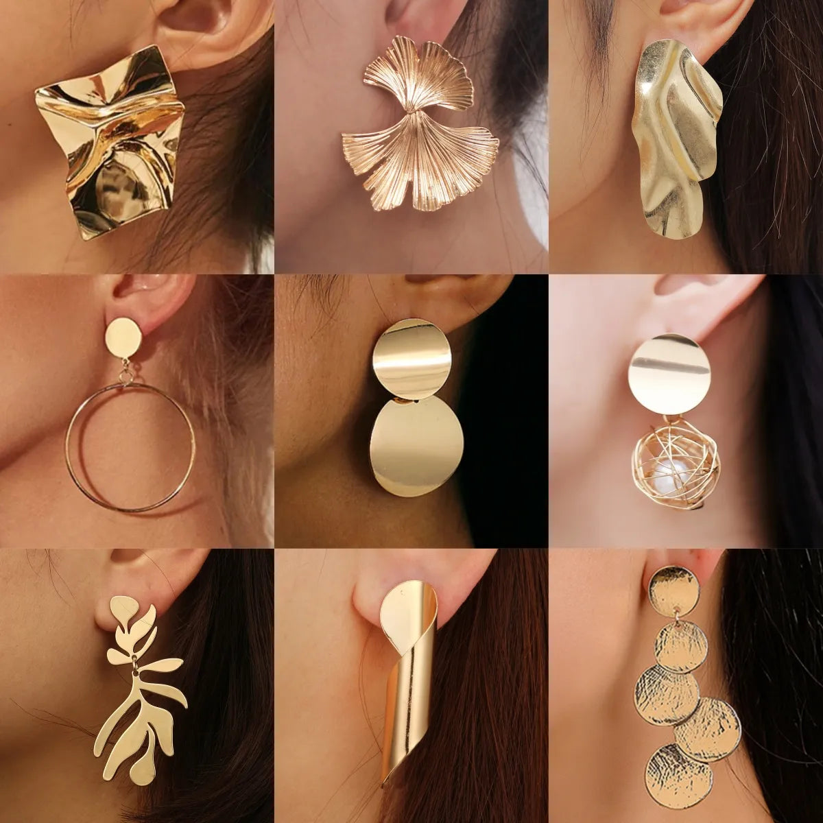 Round Geometric Statement Vintage  Stud Earrings