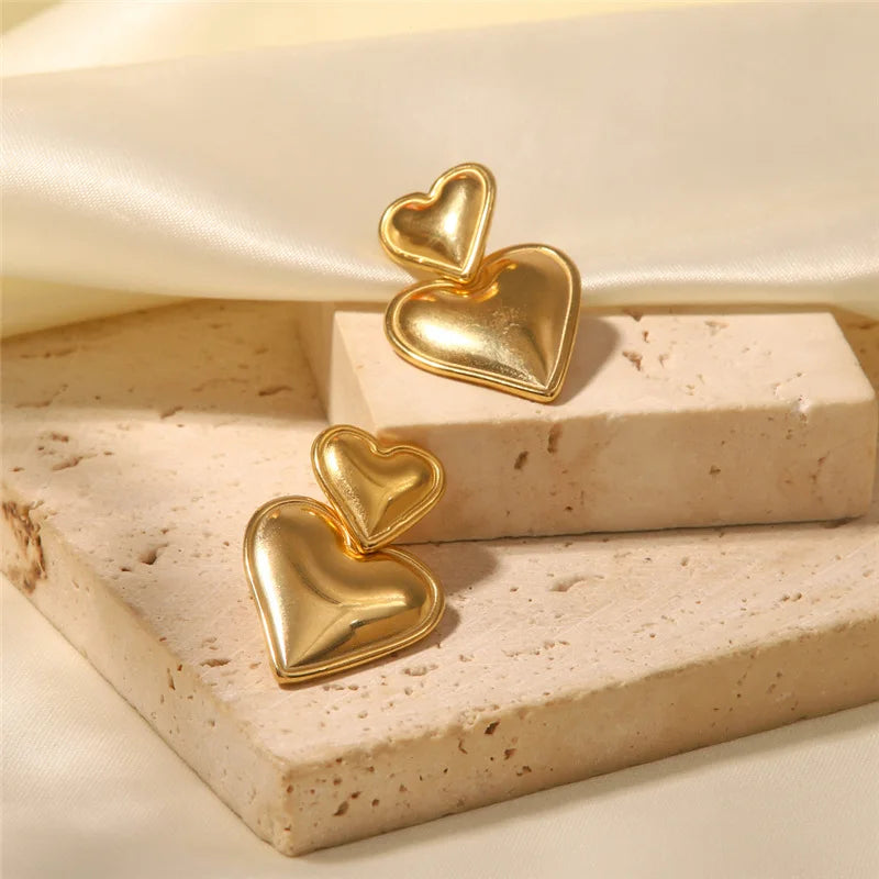 Double Heart Shaped Earrings