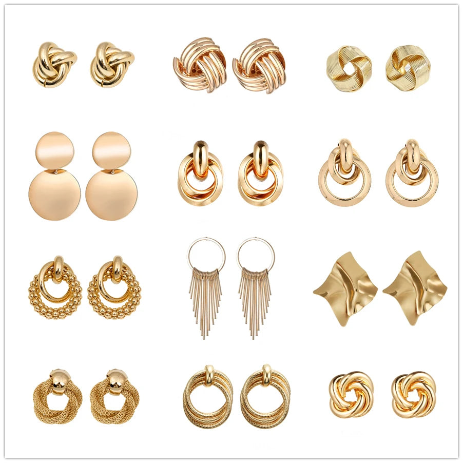 Round Twisted Hanging Earrings