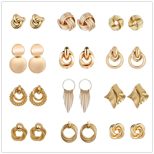 Round Twisted Hanging Earrings