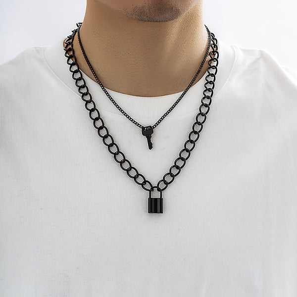 Black Gothic Style Padlock Pendant Necklace