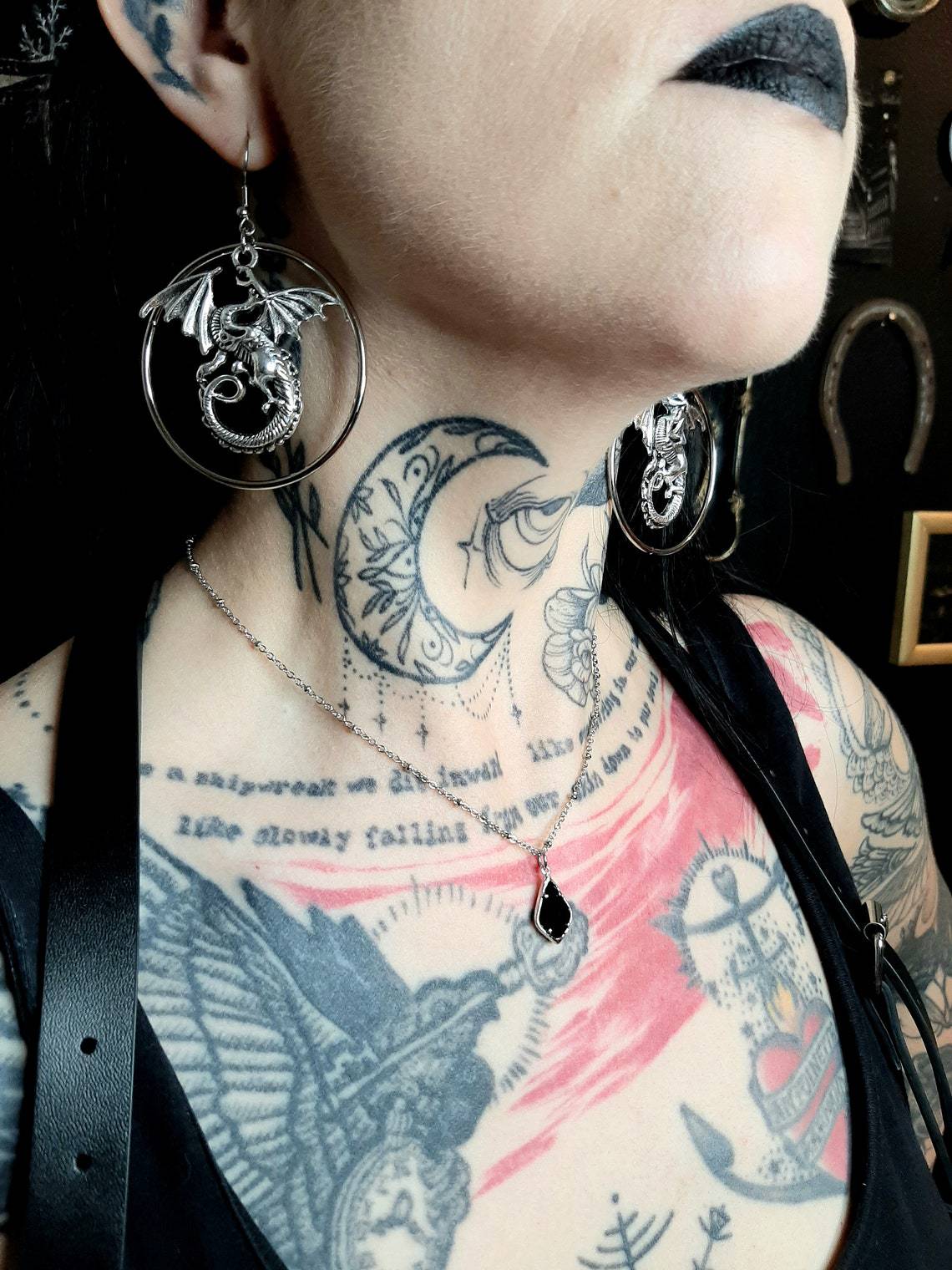 Silver-plated Dragon Pendant Earrings Silver