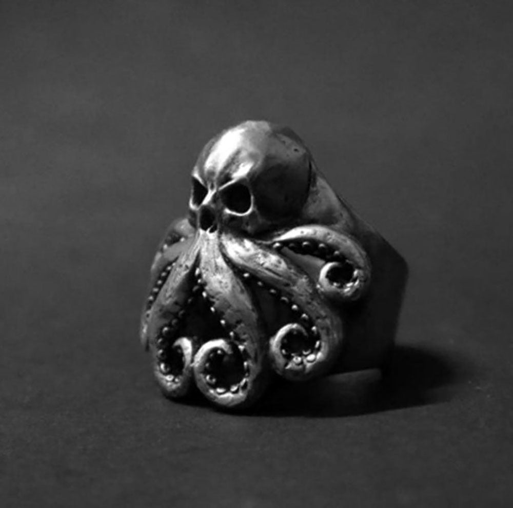 Hot Selling Men's Silver Punk Octopus Skull Ring