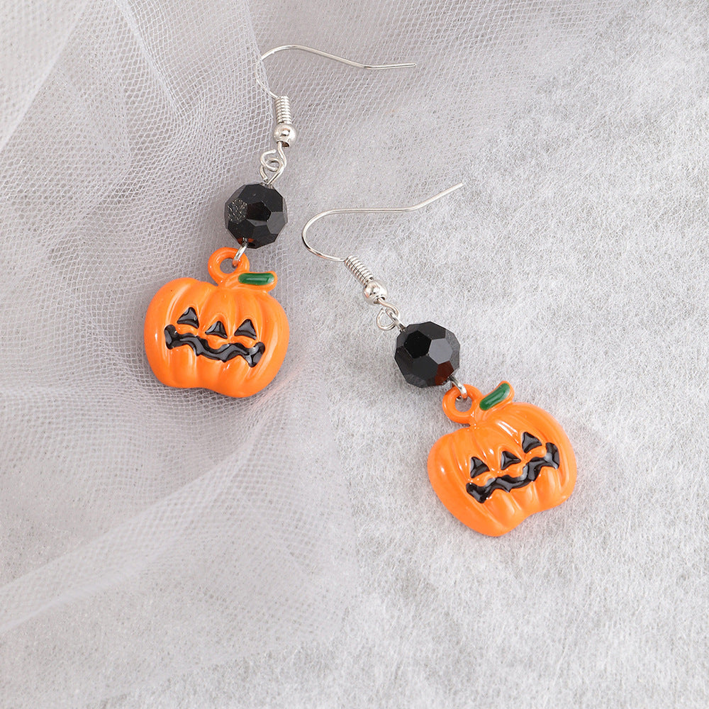 Personality Scary Face Pumpkin Earrings Ear Hooks