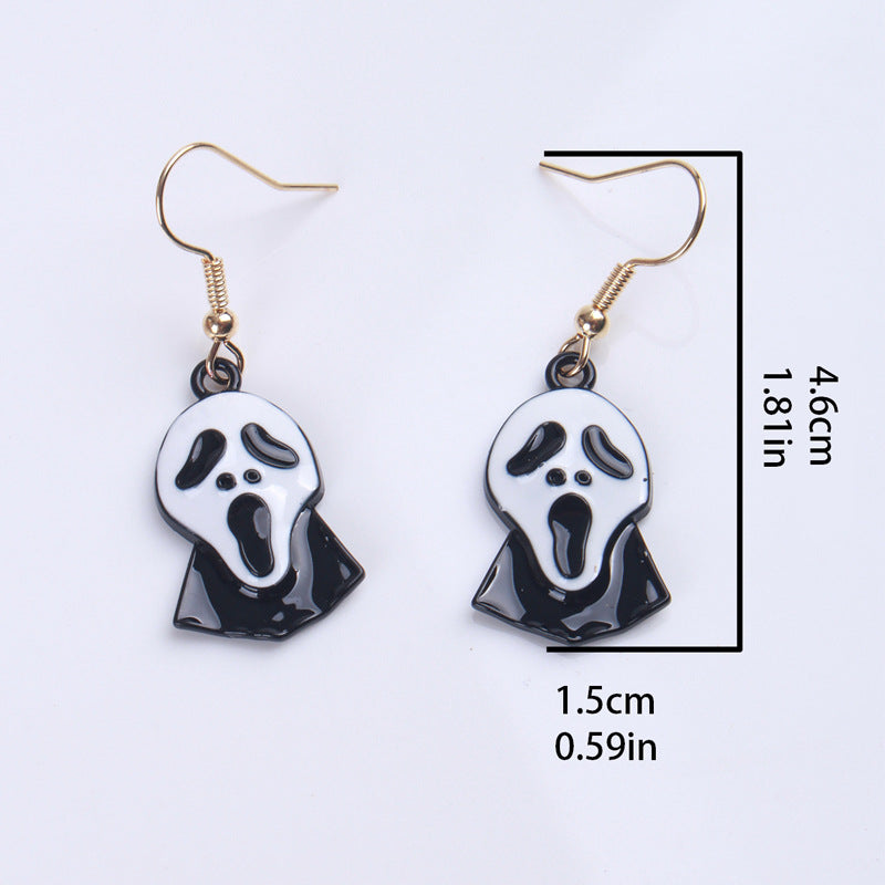 Ghost Skull Ear Hook Holiday Earrings