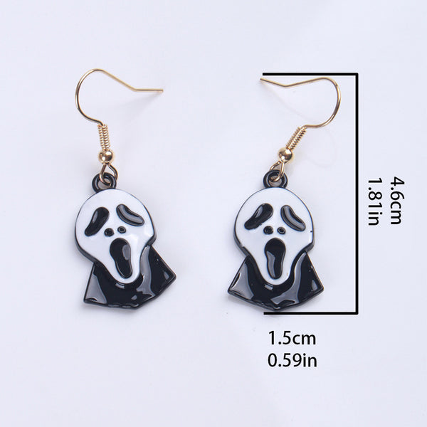 Ghost Skull Ear Hook Holiday Earrings