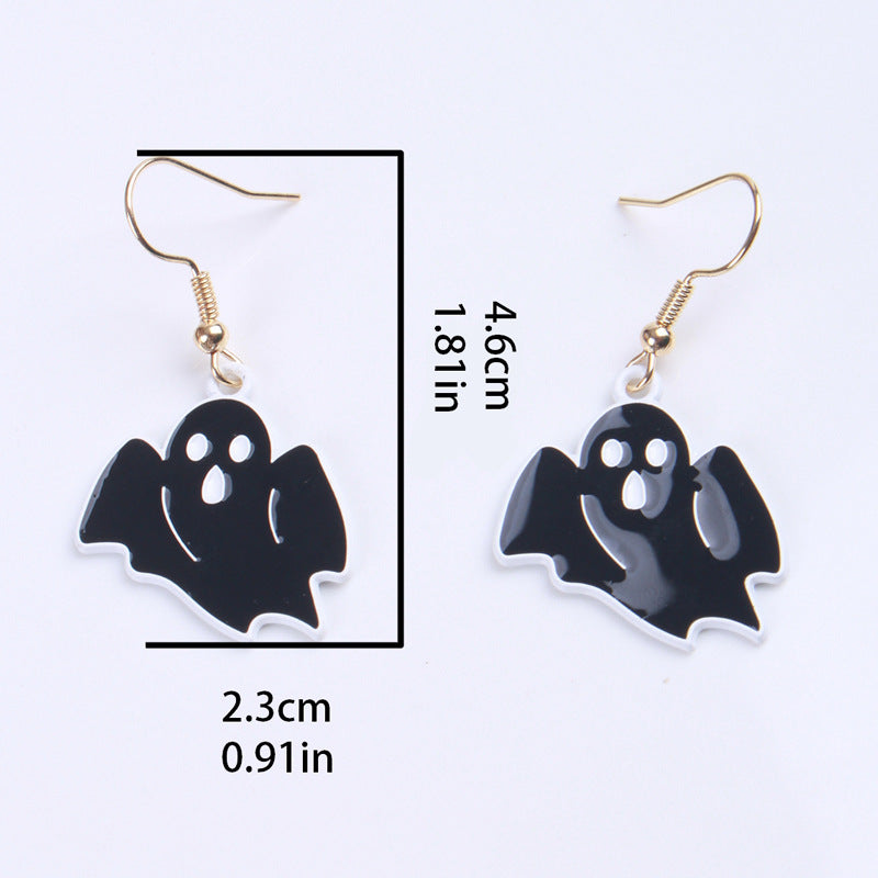 Ghost Skull Ear Hook Holiday Earrings