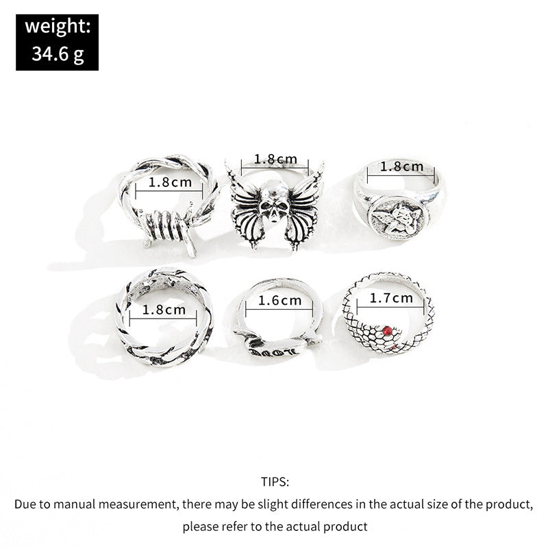 Retro Heavy Metal Dark Goth Style Street Ring