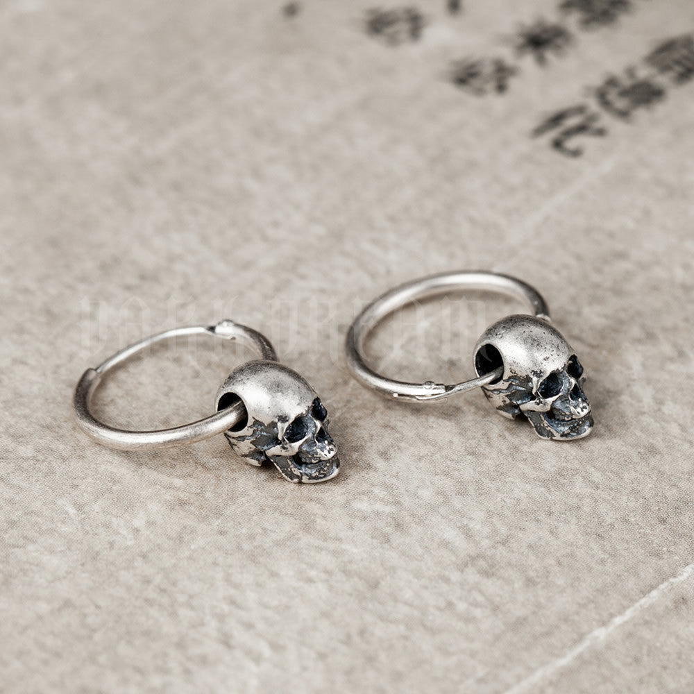 Fashion S925 Silver Retro Skull Gothic Series Hypoallergenic Earrings